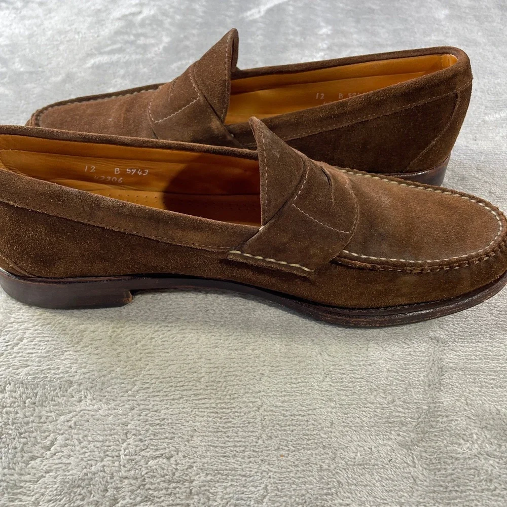 Men's Brown Suede Penny Loafers 12B